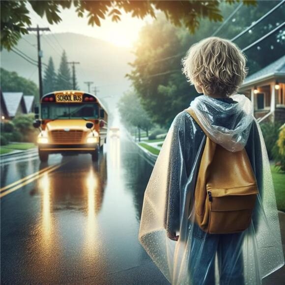 Disposable Rain Poncho for Kids with Hood (5 Pack) – Lightweight Waterproof - Picture 6 of 8